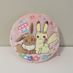 2018 Japan Pokemon Centre Easter Eevee Pikachu Pink Plush Round Pillow Cushion